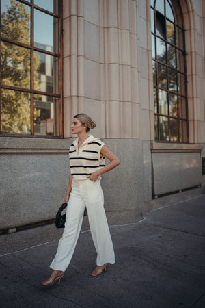 Diana Off White Wide Leg Pant