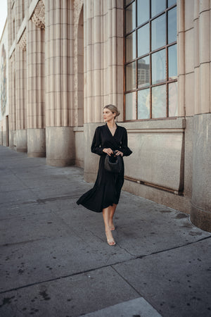 Gretta Black Satin Dress