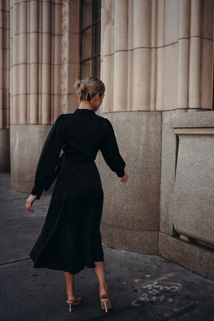 Gretta Black Satin Dress