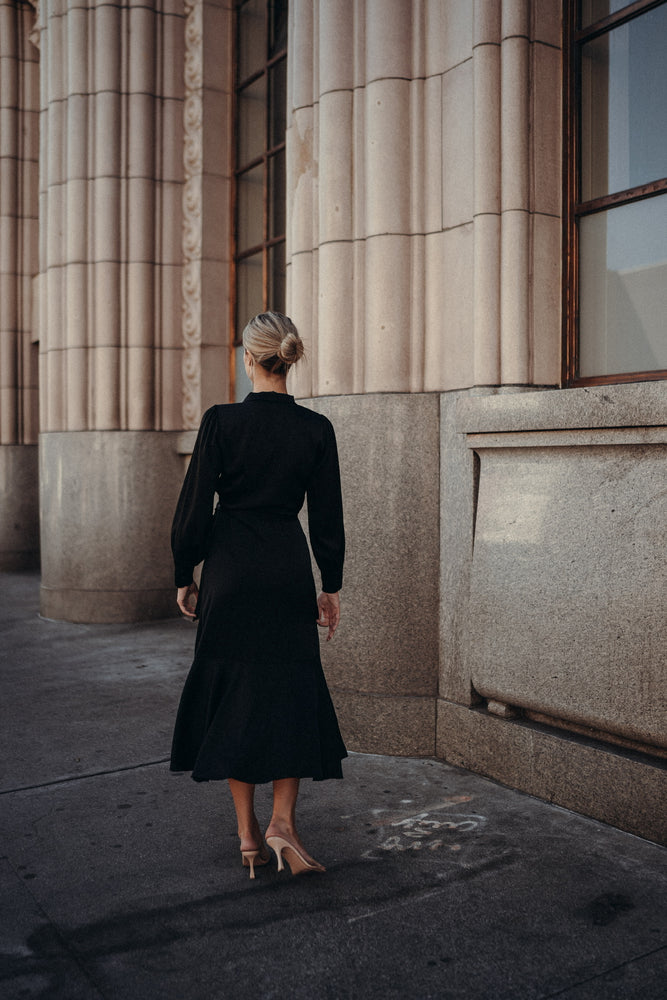 Gretta Black Satin Dress