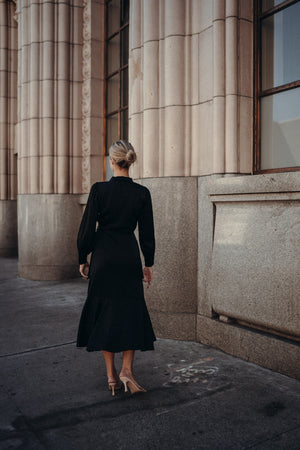 Gretta Black Satin Dress