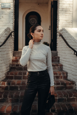 Mandi Grey Turtleneck Top