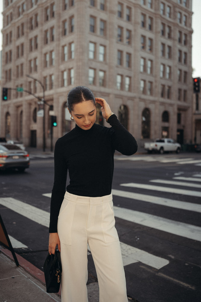 Mandi Black Turtleneck Top