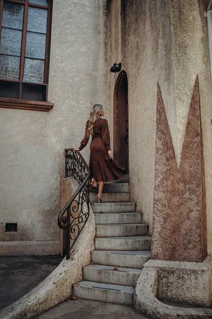 Gretta Chocolate Satin Dress