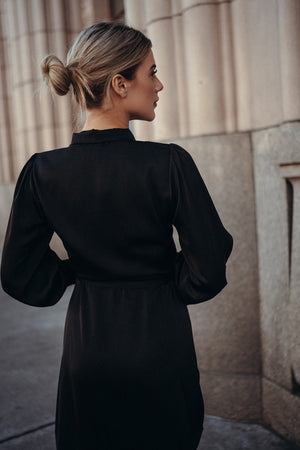 Gretta Black Satin Dress