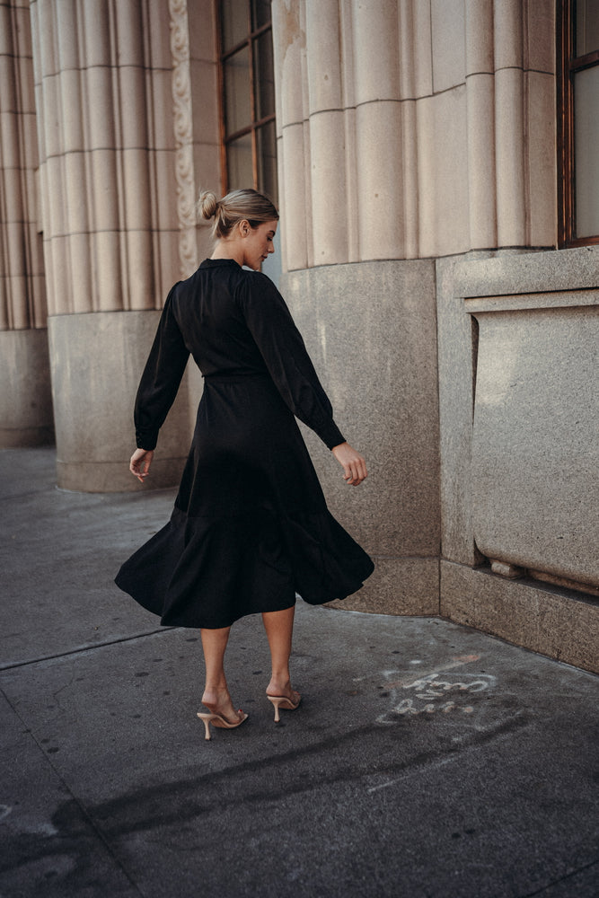 Gretta Black Satin Dress
