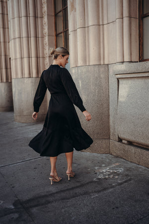 Gretta Black Satin Dress
