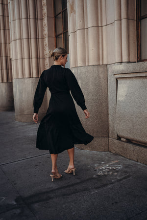 Gretta Black Satin Dress