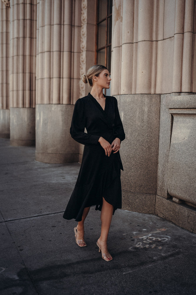 Gretta Black Satin Dress
