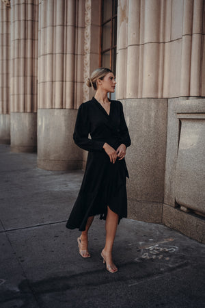Gretta Black Satin Dress