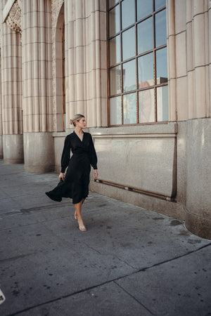 Gretta Black Satin Dress