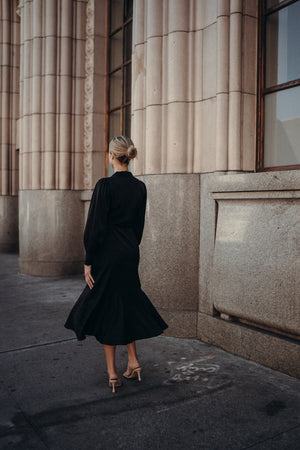 Gretta Black Satin Dress