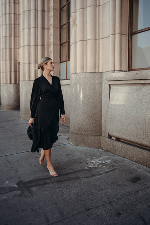 Gretta Black Satin Dress