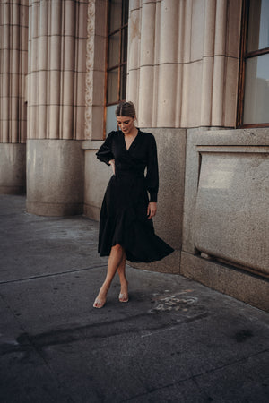Gretta Black Satin Dress