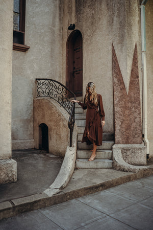 Gretta Chocolate Satin Dress