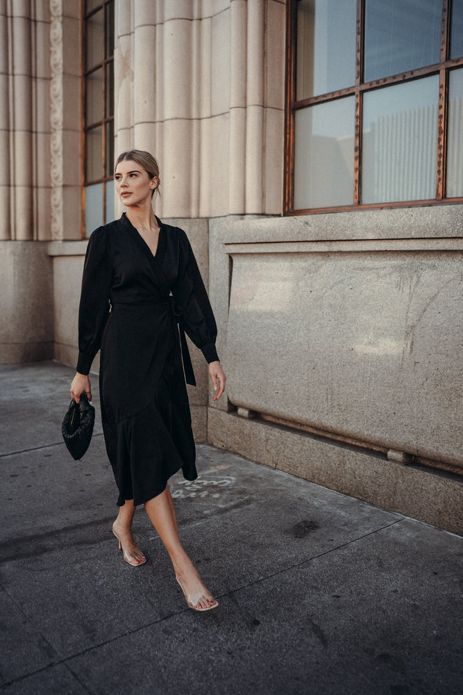 Gretta Black Satin Dress