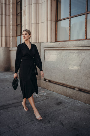 Gretta Black Satin Dress