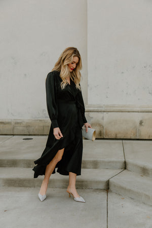 Gretta Black Satin Dress