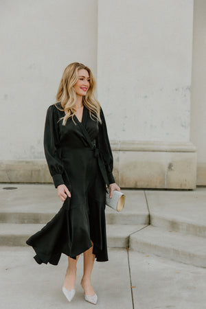 Gretta Black Satin Dress