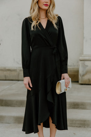 Gretta Black Satin Dress