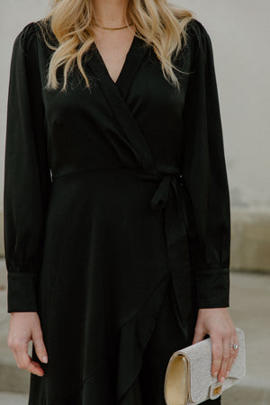 Gretta Black Satin Dress