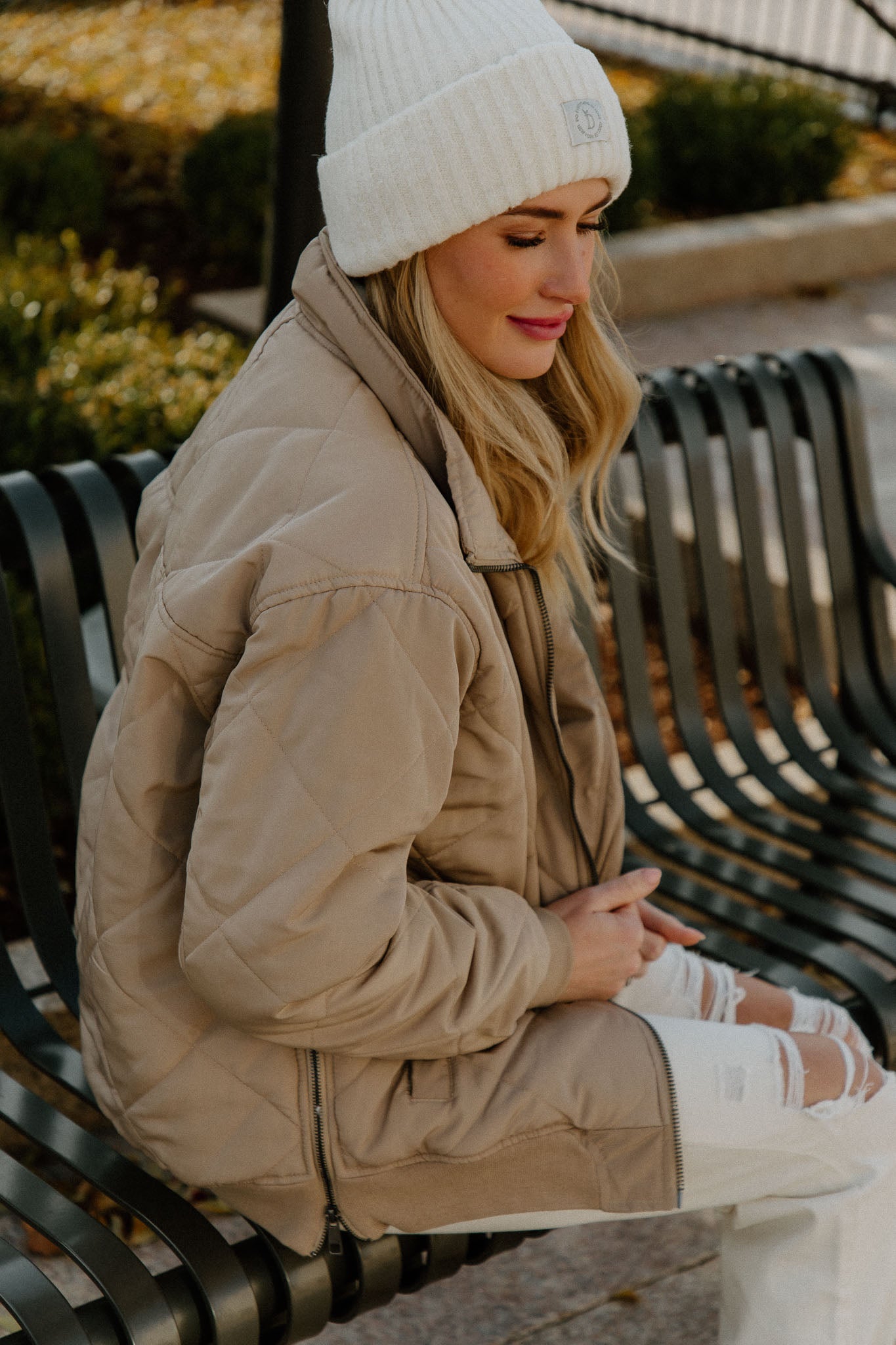 TAUPE/トープ/Diamond Pattern Bomber Jacket Taupe Quilted Jacket – IVORIE KAI LLC
