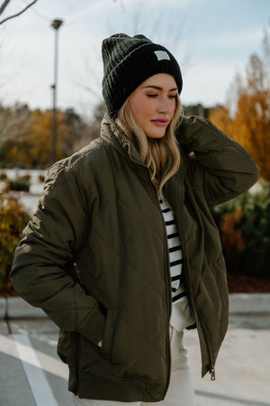 
            
                Load image into Gallery viewer, Olive Quilted Jacket
            
        