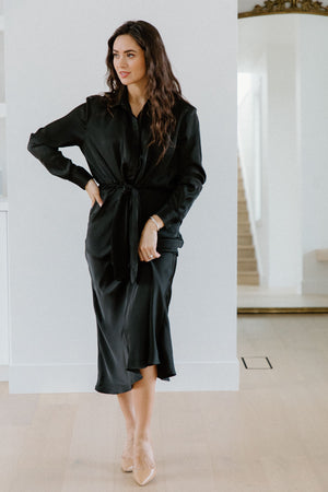 Sahara Black Satin Dress