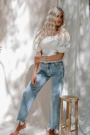 Hidden- Frayed Wide Leg Jeans