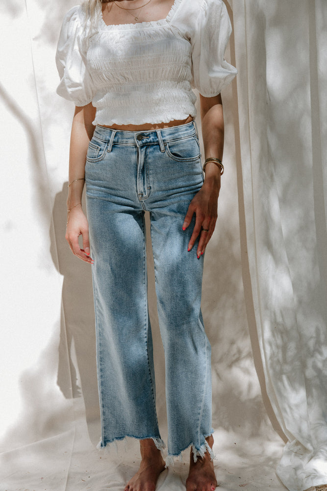 Hidden- Frayed Wide Leg Jeans