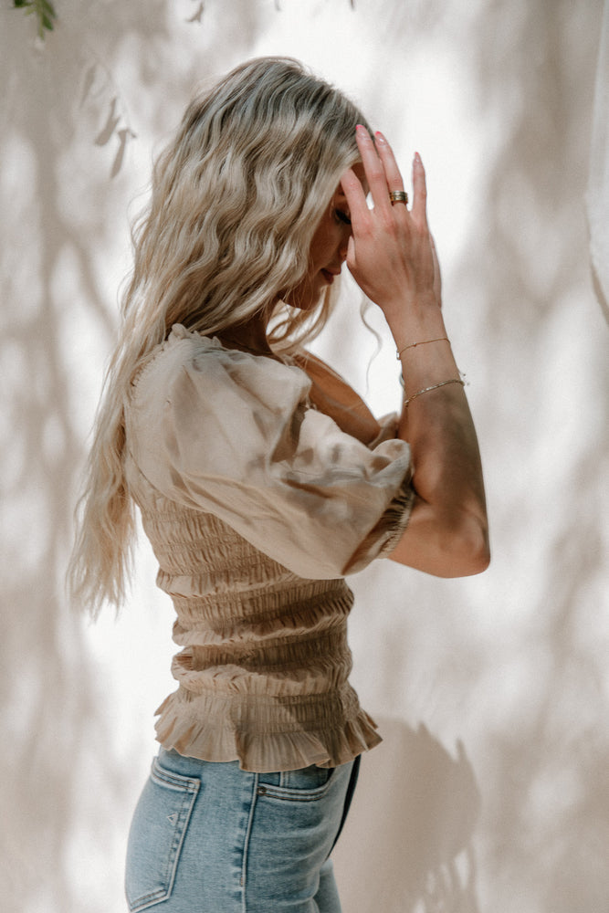 Mirabelle Tan Smocked Top