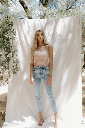 Sia Nude Knit Square Neck Top