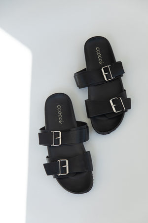 LA Black Buckle Sandal