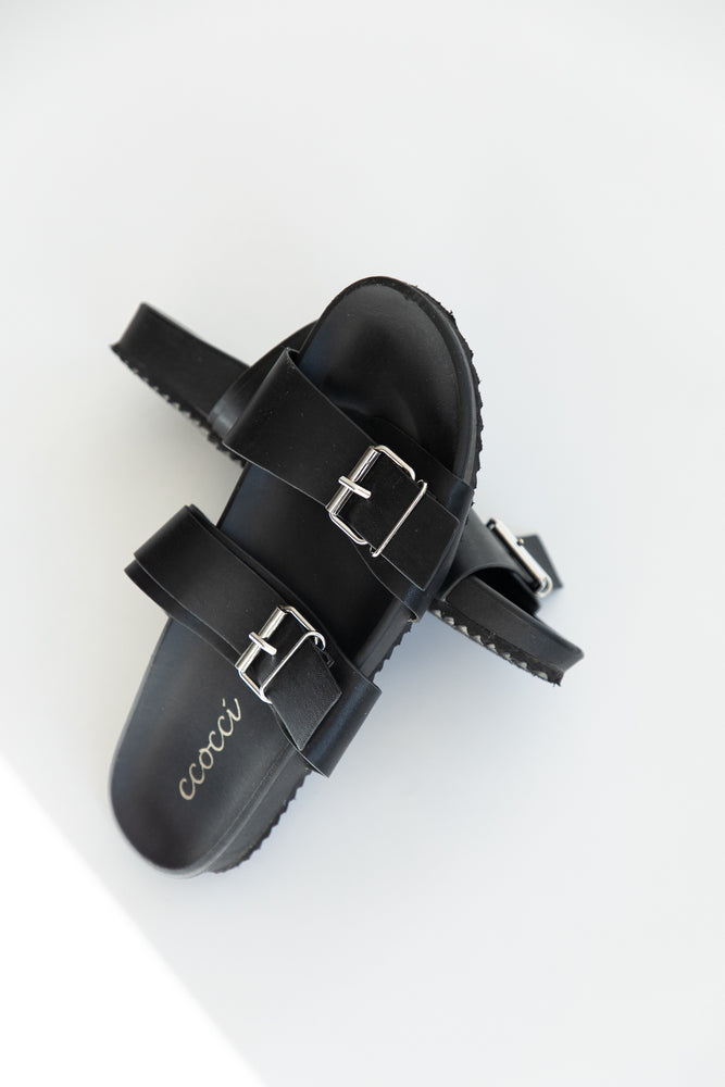 LA Black Buckle Sandal