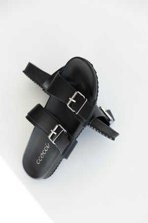 LA Black Buckle Sandal