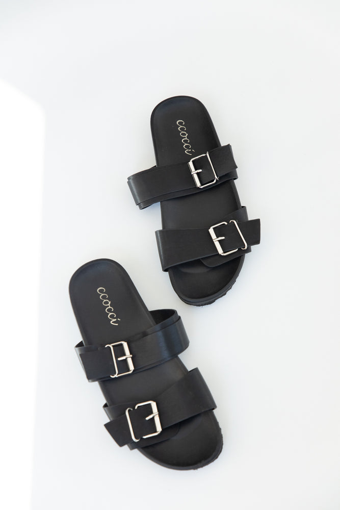 LA Black Buckle Sandal