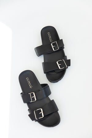 LA Black Buckle Sandal