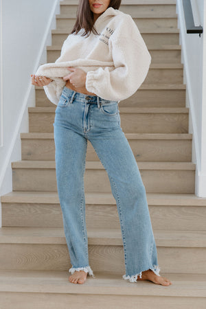 Hidden- Frayed Wide Leg Jeans