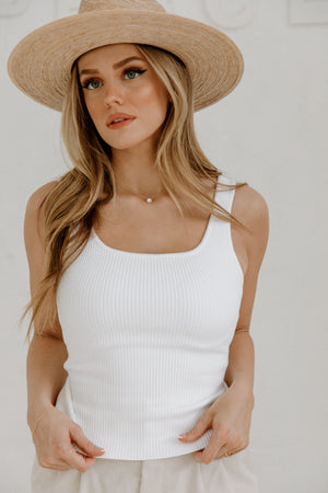 Sia White Knit Square Neck Top
