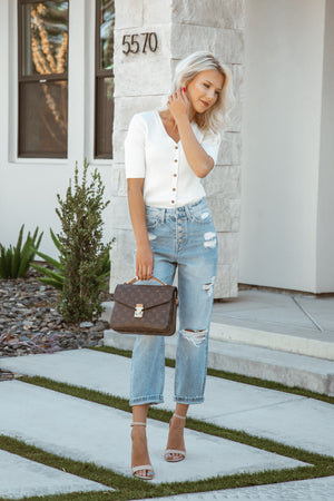 Nicole Distressed Crop Jeans