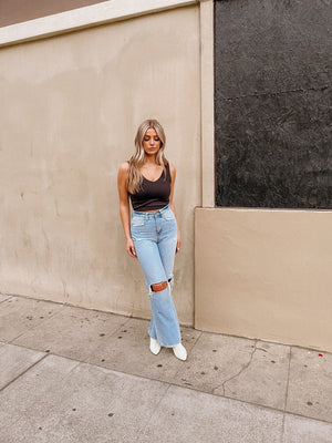 Black Ribbed Cropped Tank