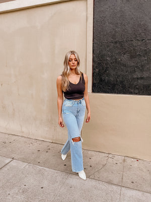 Black Ribbed Cropped Tank