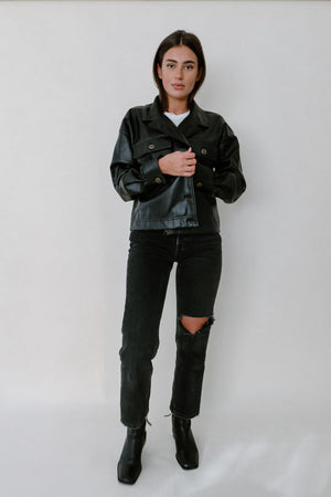 Faux Leather Shacket