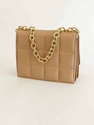 Camel Quilted Chain Purse
