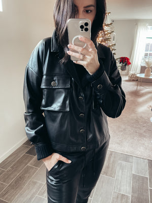 Faux Leather Shacket