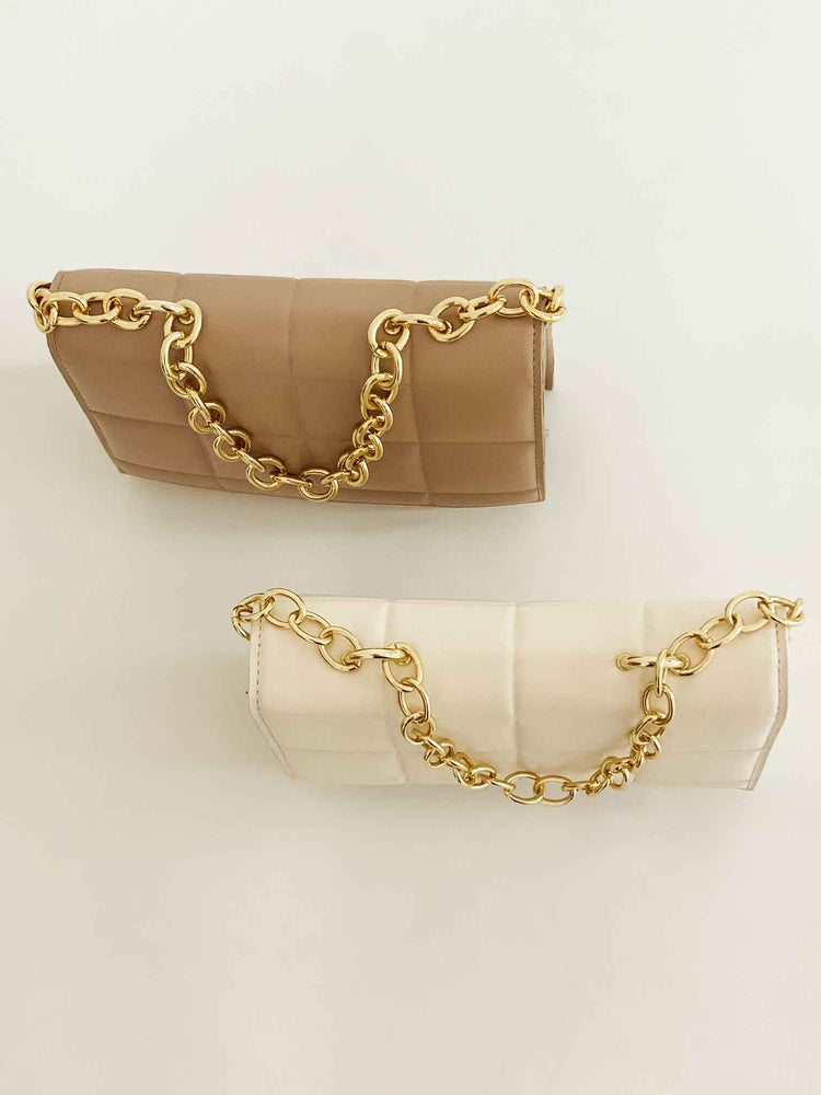 Camel Quilted Chain Purse