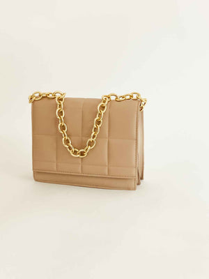 Camel Quilted Chain Purse